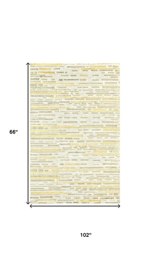 5 X 8 Hand Knotted Wool Blend Area Rug Ivory Striped Artisan Woven Accent