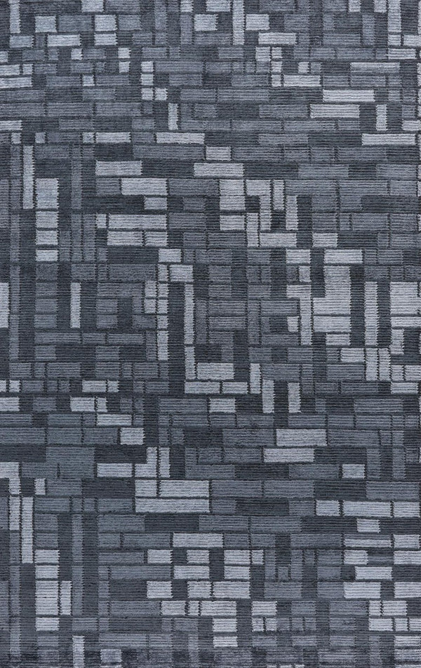 HomeRoots 5 X 8 Hand Knotted Wool Blend Area Rug with Blue Gray Stripes for Living Room 744162