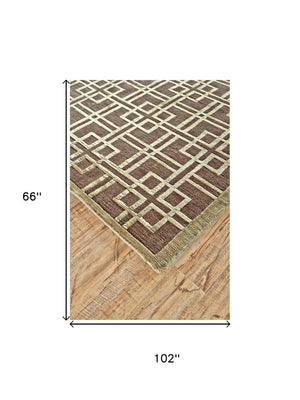 5x8 Hand Knotted Wool Area Rug Geometric Glam Style Stain Resistant for Living Room