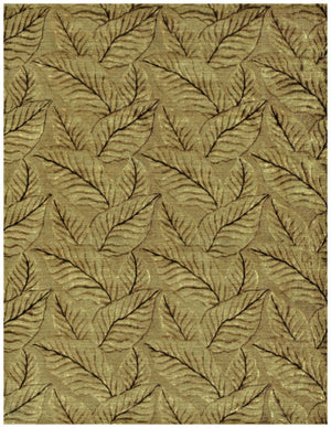 HomeRoots 5x8 Hand Knotted Wool Blend Floral Area Rug in Green Tan Black Cottage Style 744165