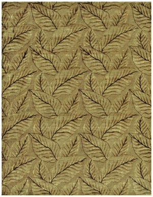 5x8 Hand Knotted Wool Blend Floral Area Rug in Green Tan Black Cottage Style