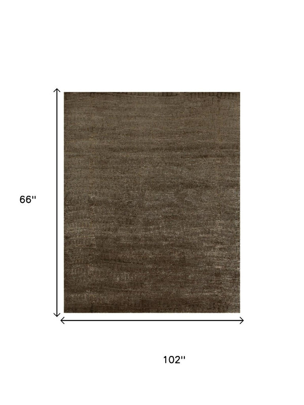 5x8 Hand Knotted Wool Blend Area Rug Abstract Artisan Design for Living Room