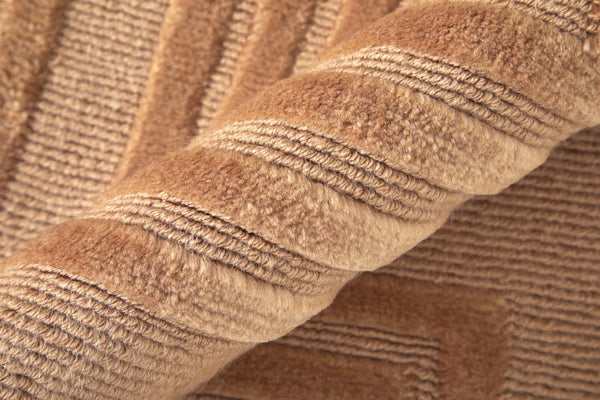 5x8 Hand Knotted Wool Geometric Area Rug Tan Gold Stain Resistant Artisan Craft