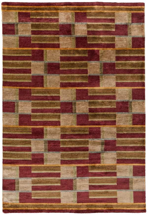 HomeRoots 5 X 8 Hand Knotted Wool Blend Area Rug with Bold Striped Pattern for Living Rooms 744174