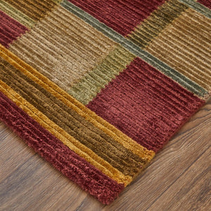 5 X 8 Hand Knotted Wool Blend Area Rug with Bold Striped Pattern for Living Rooms