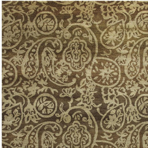 5x8 Hand Knotted Wool Paisley Area Rug Stain Resistant Artisan Crafted Brown Tan
