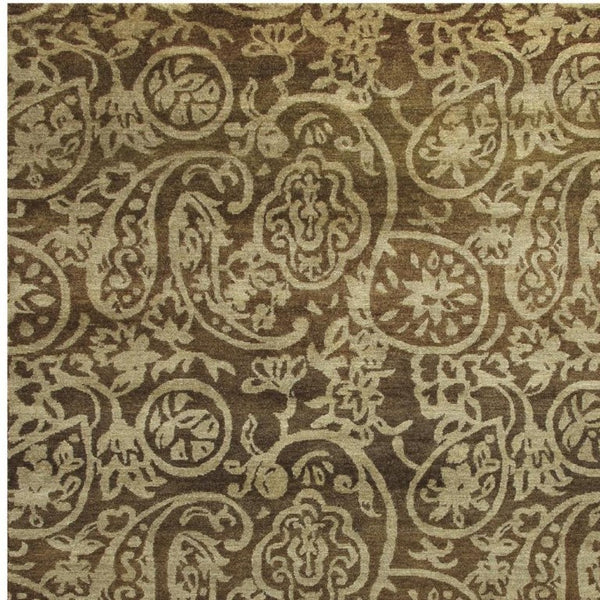 5x8 Hand Knotted Wool Paisley Area Rug Stain Resistant Artisan Crafted Brown Tan