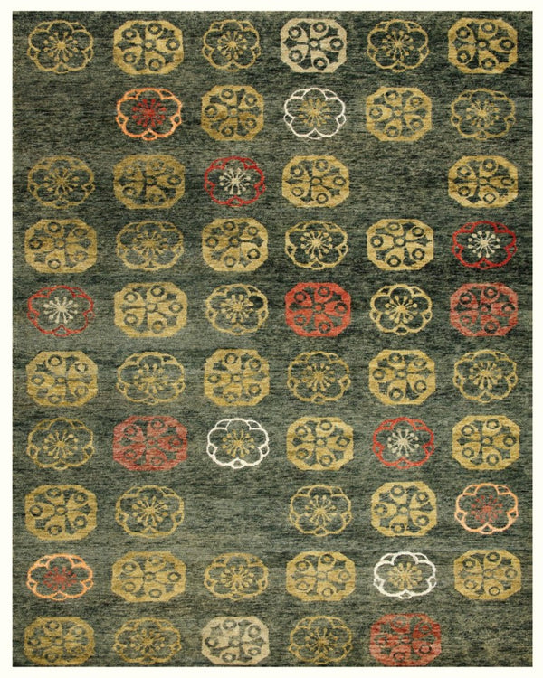 HomeRoots 5 X 8 Hand Knotted Wool Blend Floral Area Rug Artisan Crafted Boho Accent 744182
