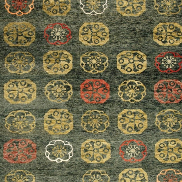 5 X 8 Hand Knotted Wool Blend Floral Area Rug Artisan Crafted Boho Accent