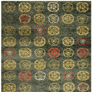 5 X 8 Hand Knotted Wool Blend Floral Area Rug Artisan Crafted Boho Accent