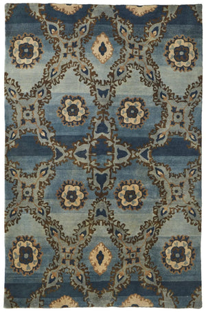 5 X 8 Hand Knotted Wool Ikat Area Rug Stain Resistant Artisan Crafted Accent