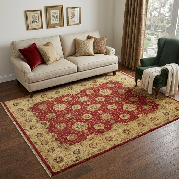 5 X 8 Hand Knotted Wool Oriental Area Rug Stain Resistant Artisan Crafted