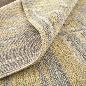 5x8 Hand Knotted Wool Abstract Area Rug in Gold and Gray Stain Resistant