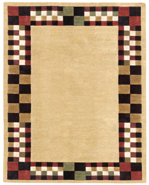 HomeRoots 5 X 8 Wool Blend Hand Knotted Oriental Area Rug Artisan Crafted Tan and Red 744189