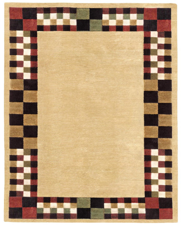 HomeRoots 5 X 8 Wool Blend Hand Knotted Oriental Area Rug Artisan Crafted Tan and Red 744189