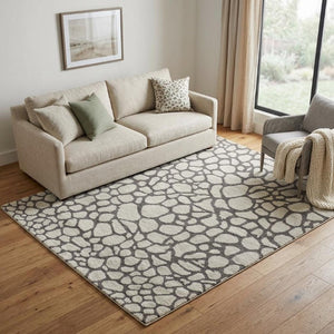 5 X 8 Hand Knotted Wool Abstract Area Rug Ivory Gray Stain Resistant Artisan