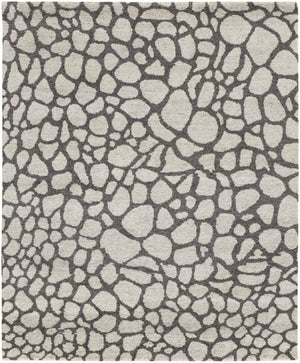 HomeRoots 5 X 8 Hand Knotted Wool Abstract Area Rug Ivory Gray Stain Resistant Artisan 744194