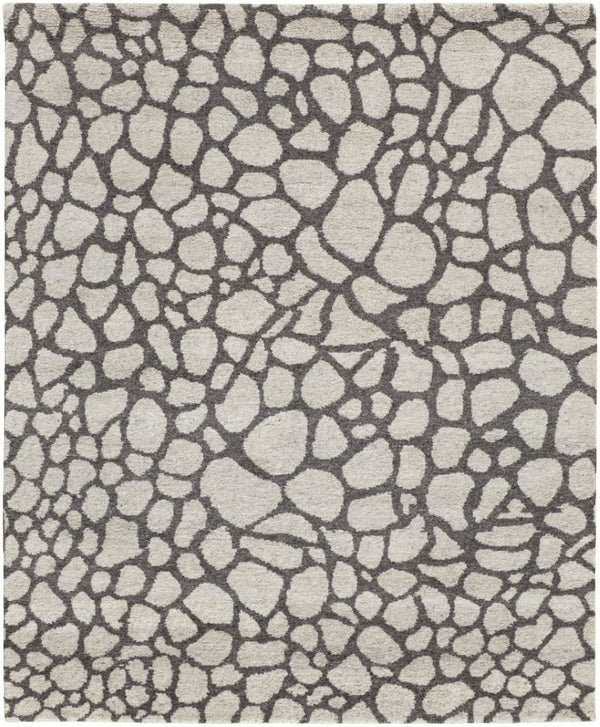 HomeRoots 5 X 8 Hand Knotted Wool Abstract Area Rug Ivory Gray Stain Resistant Artisan 744194