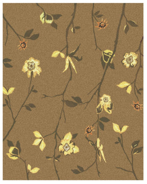 HomeRoots 5x8 Hand Knotted Wool Area Rug Artisan Floral Design in Warm Brown Tones 744195