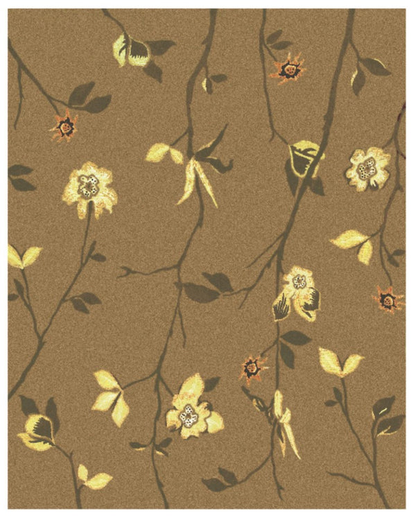 HomeRoots 5x8 Hand Knotted Wool Area Rug Artisan Floral Design in Warm Brown Tones 744195