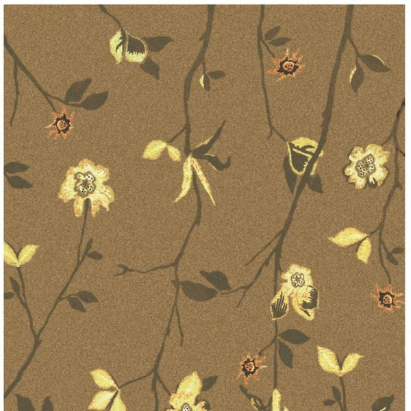 5x8 Hand Knotted Wool Area Rug Artisan Floral Design in Warm Brown Tones
