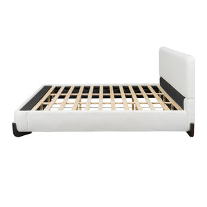 English Elm Elegant Boucle Platform Bed with Wood Legs Textured Upholstery King Bedroom N769K333730B