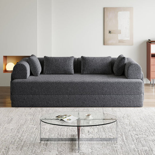 English Elm 78.7-Inch Convertible Sleeper Sofa Bed with Chenille Upholstery, High-Density Foam, Side Pocket Storage Grey W834P337412