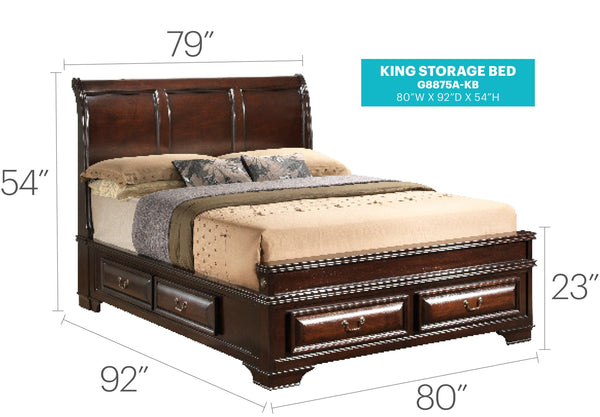 English Elm Lavita King Storage Bed In Elegant Cappuccino - Sleigh Design, No Box Spring, Durable & Stylish B078S00497
