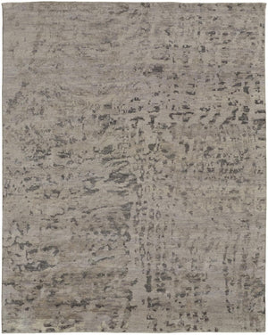 HomeRoots 5 X 8 Hand Knotted Wool Abstract Area Rug Ivory Gray Artisan Stain Resistant 744200