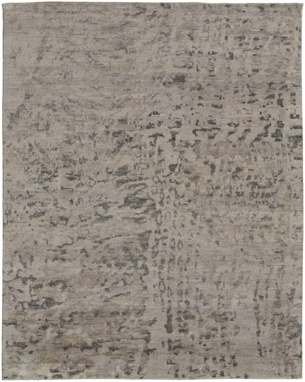 HomeRoots 5 X 8 Hand Knotted Wool Abstract Area Rug Ivory Gray Artisan Stain Resistant 744200