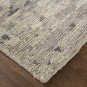 5 X 8 Hand Knotted Wool Abstract Area Rug Ivory Gray Artisan Stain Resistant