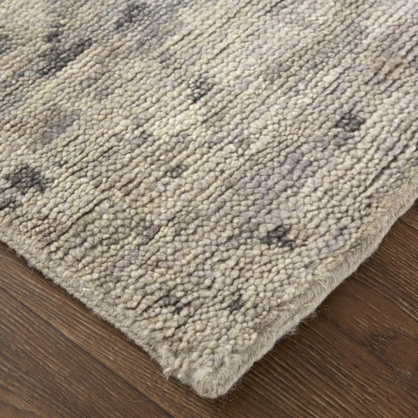 5 X 8 Hand Knotted Wool Abstract Area Rug Ivory Gray Artisan Stain Resistant