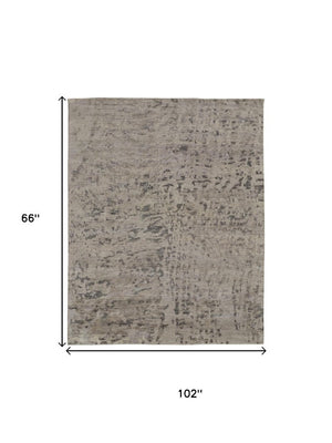 5 X 8 Hand Knotted Wool Abstract Area Rug Ivory Gray Artisan Stain Resistant