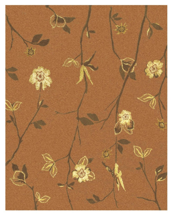 HomeRoots 5 X 8 Hand Knotted Wool Floral Area Rug in Warm Orange Brown and Yellow 744204
