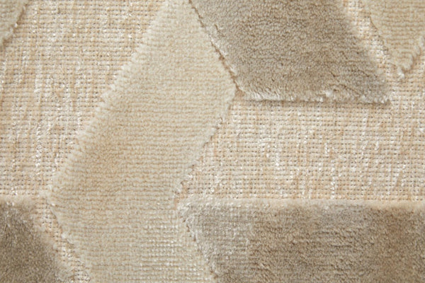 HomeRoots 8 X 11 Ivory Silver Geometric Viscose Area Rug Power Loomed Traditional Living Room 744209