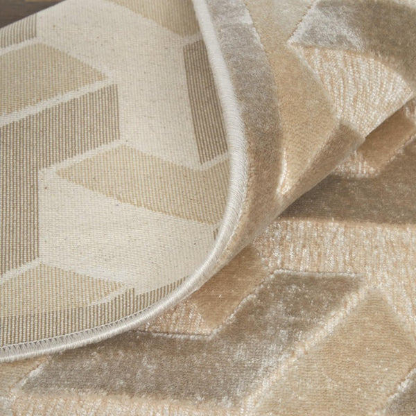 8 X 11 Ivory Silver Geometric Viscose Area Rug Power Loomed Traditional Living Room