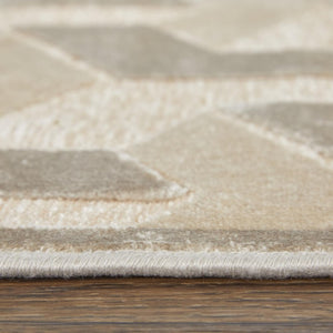 8 X 11 Ivory Silver Geometric Viscose Area Rug Power Loomed Traditional Living Room