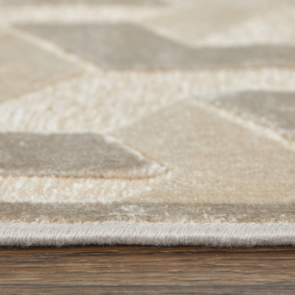 8 X 11 Ivory Silver Geometric Viscose Area Rug Power Loomed Traditional Living Room