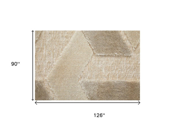 8 X 11 Ivory Silver Geometric Viscose Area Rug Power Loomed Traditional Living Room