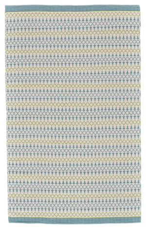 HomeRoots 8x10 Ivory Blue Green Geometric Wool Rug Hand Loomed Stain Resistant Living Room 744210