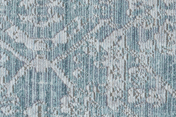 HomeRoots 7 Foot Abstract Area Rug in Blue Gray Silver with Tassel Fringe Accent 744217