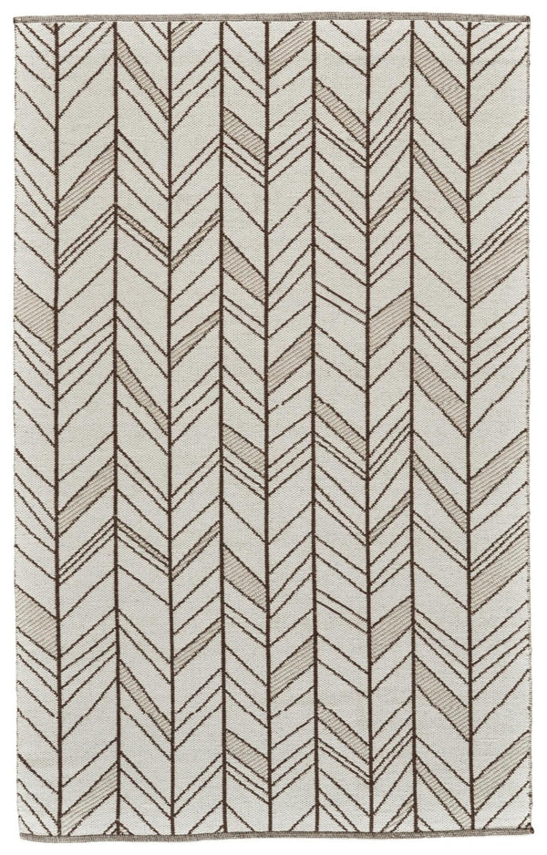 HomeRoots 8x10 Handwoven Wool Chevron Area Rug Stain Resistant Artisan Craft for Living Room 744218