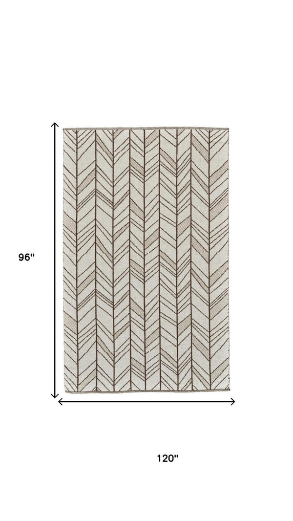 8x10 Handwoven Wool Chevron Area Rug Stain Resistant Artisan Craft for Living Room