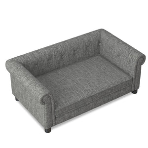 English Elm Elegant Linen Pet Sofa with Cushioned Seat for Dogs Scandinavian Modern Living Room W487P271480