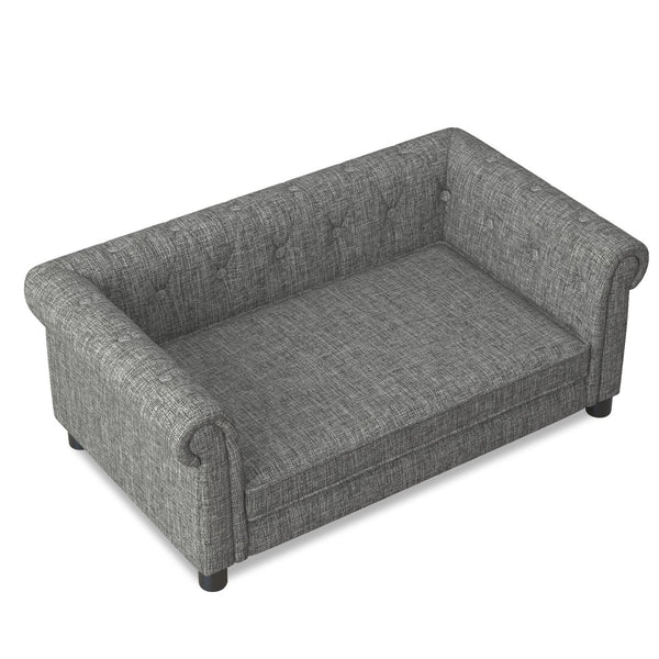 English Elm Elegant Linen Pet Sofa with Cushioned Seat for Dogs Scandinavian Modern Living Room W487P271480