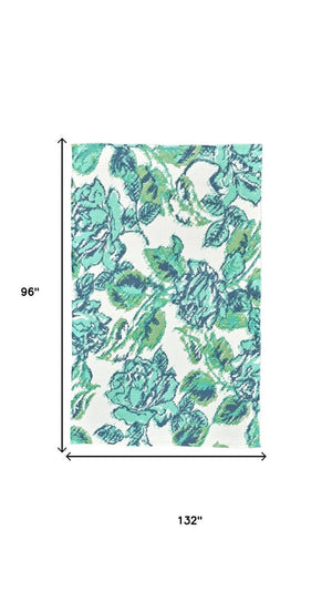 8x11 Hand Woven Floral Area Rug Stain Resistant Polyester for Living Room