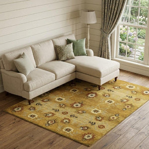 8x10 Hand Knotted Wool Floral Area Rug Artisan Crafted Stain Resistant Cottage
