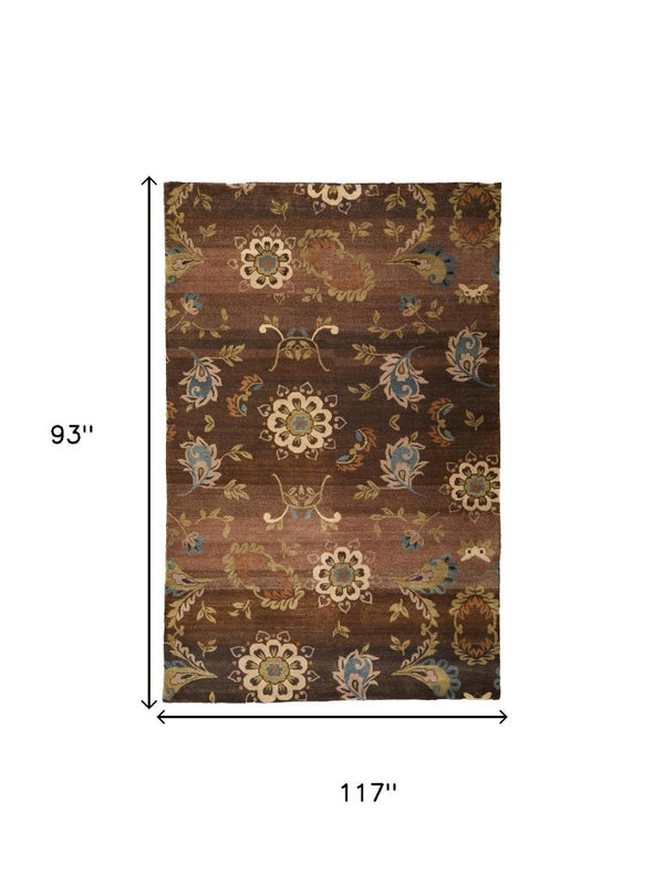 8 X 10 Hand Knotted Wool Floral Area Rug Stain Resistant Artisan Traditional