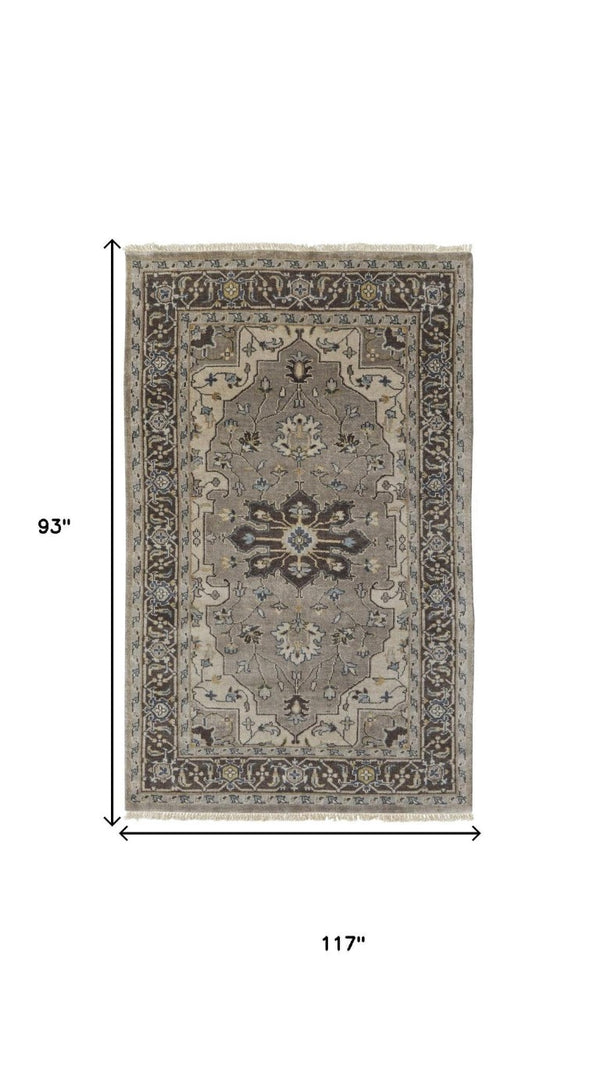 8 X 10 Hand Knotted Wool Medallion Area Rug Stain Resistant Traditional Style