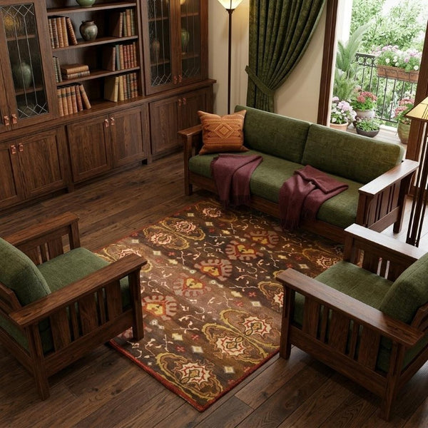 8x10 Hand Knotted Wool Ikat Area Rug Artisan Crafted Stain Resistant Living Room